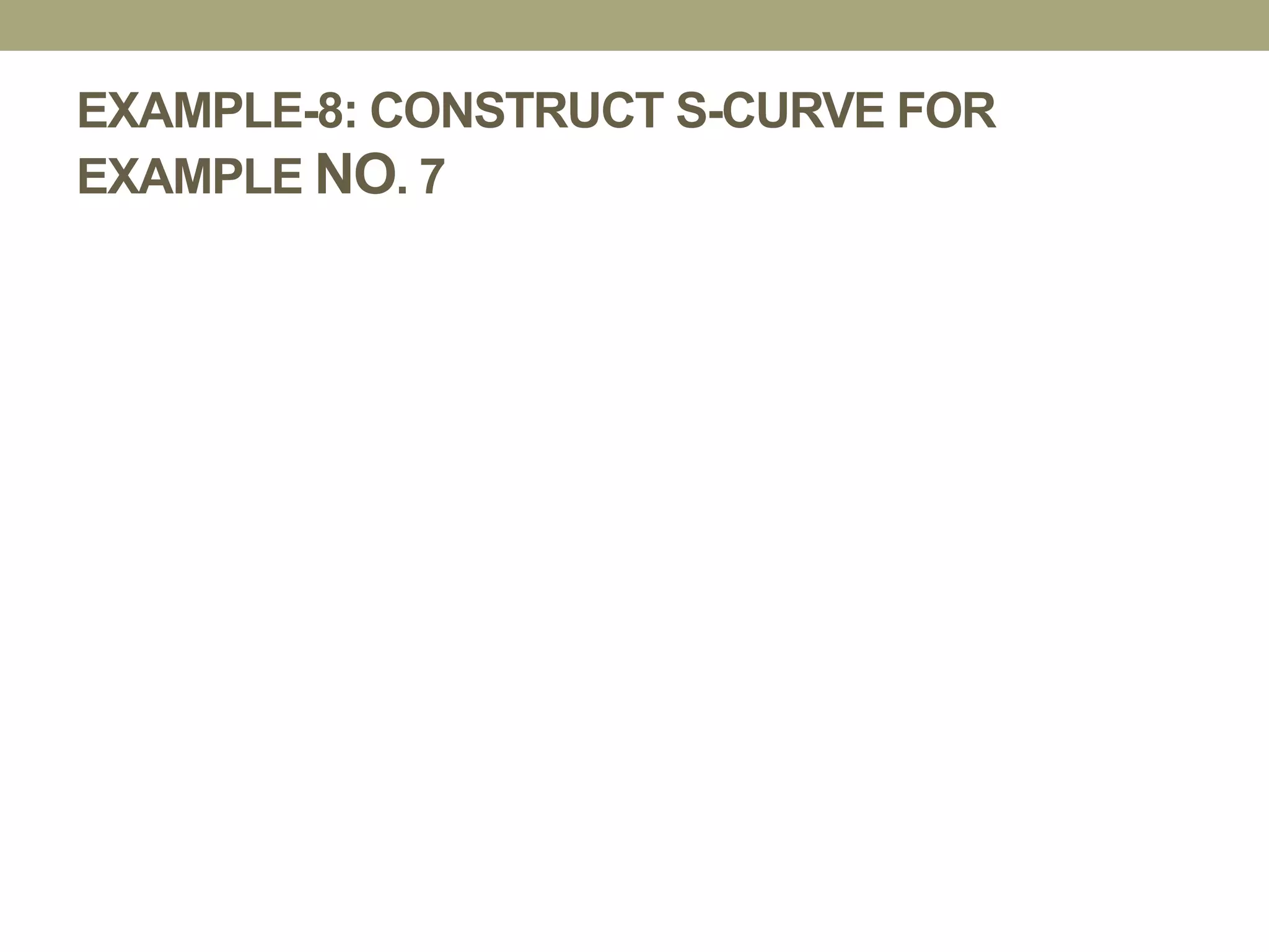EXAMPLE-8: CONSTRUCT S-CURVE FOR
EXAMPLE NO. 7
 