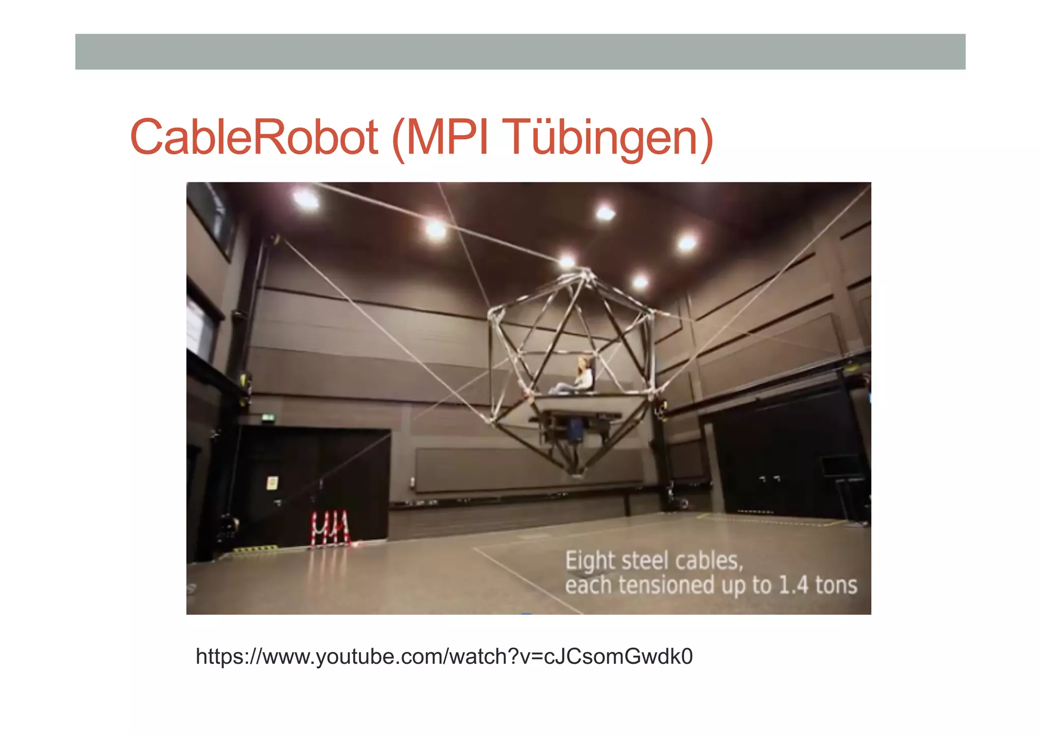CableRobot (MPI Tübingen)
6
9
https://www.youtube.com/watch?v=cJCsomGwdk0
 
