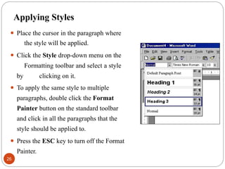 Style Formating Paragraph Lecture 4 - Word Processing.pptxuihihliiu | PPTX