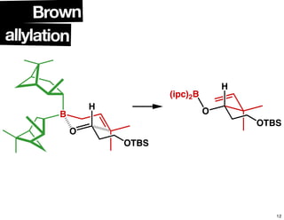 B
O
H
OTBS
(ipc)2B
O
H
OTBS
allylation
Brown
12
 