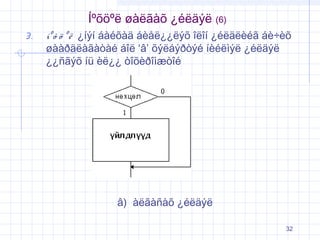 Íºõöºë øàëãàõ ¿éëäýë (6)
3.

íº õ ö º ë ¿íýí áàéõàä áèåë¿¿ëýõ îëîí ¿éëäëèéã áè÷èõ
øààðäëàãàòàé áîë ‘â’ õýëáýðòýé íèéëìýë ¿éëäýë
¿¿ñãýõ íü èë¿¿ òîõèðîìæòîé

â) àëãàñàõ ¿éëäýë
32

 