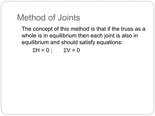 Structure Design-I ( Analysis of truss by method of joint.) | PPTX
