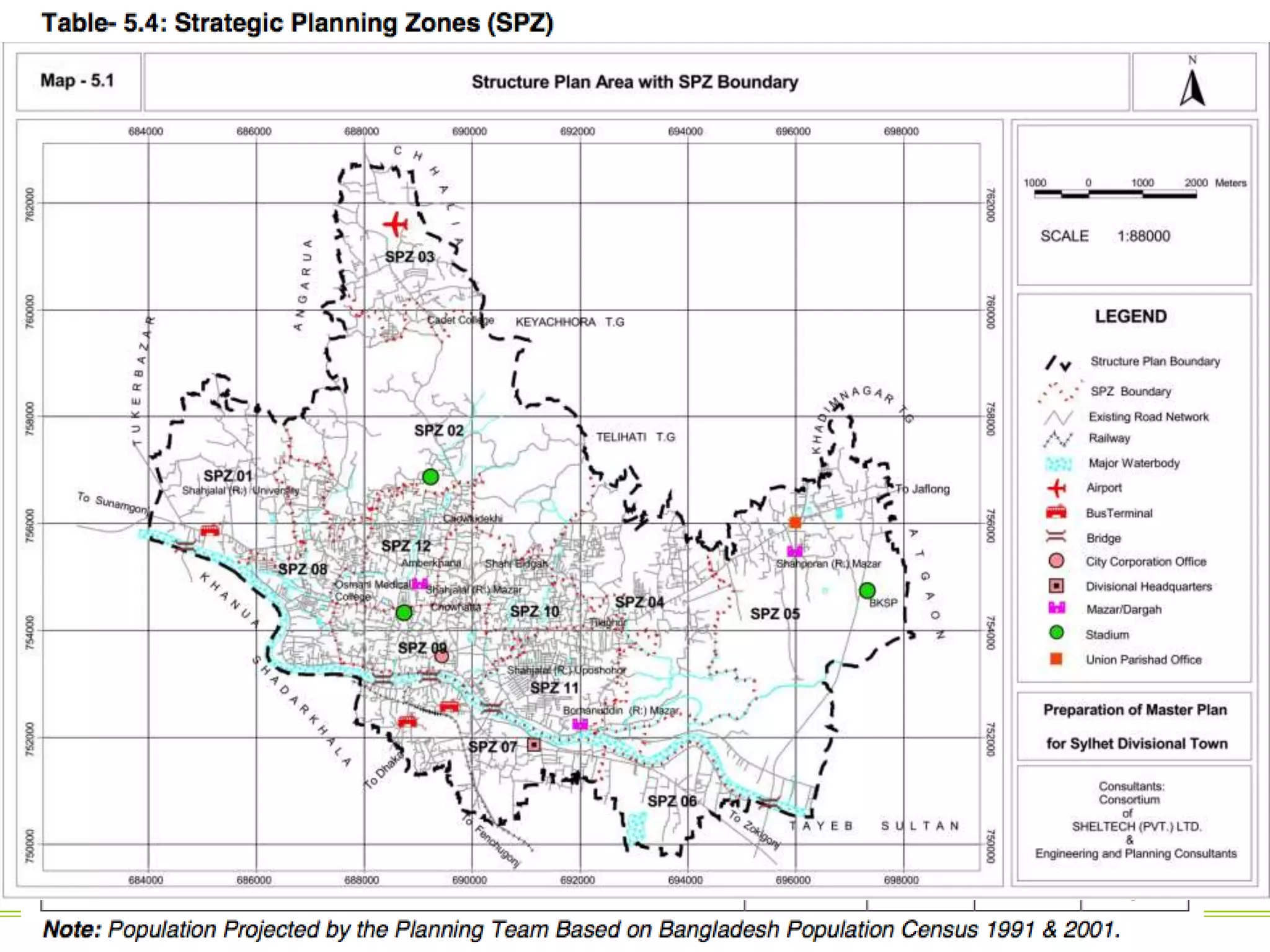 Structure Plan
Following are justifications for dividing the Structure Plan
Area into SPZs:
1. Detailed Area Plans need certain boundaries to
separate one plan from the other and also to phase out
Detailed Area Plan preparation.
2. Uniformity of existing land use has been taken as the
basis for demarcation of area of SPZs.
3. Administrative boundaries (like, Ward and mouza) have
been taken as SPZ boundaries. This is done to make
planning and plan implementation easier from
administrative point of view.
 