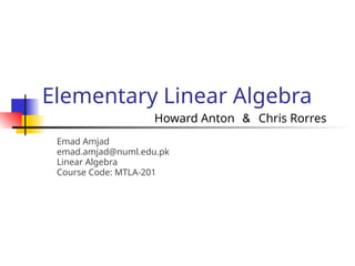 Lecture 4(chapter 1) - (1) linear algebra | PPTX