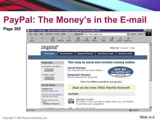 PayPal: The Money’s in the E-mail
Page 305




Copyright © 2004 Pearson Education, Inc.   Slide 6-4
 