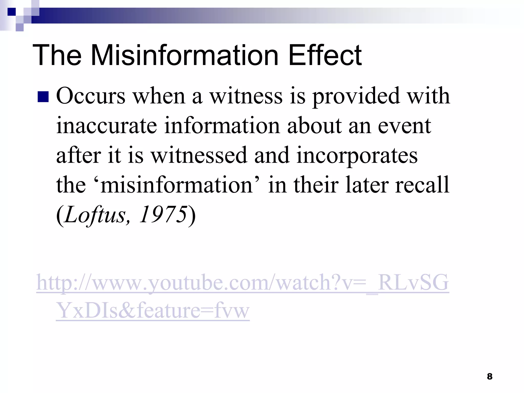 Witness Features Forensic Psychology:Eye Witness Testimony | PDF