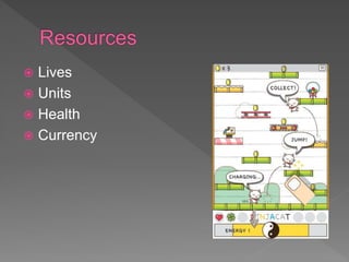  Lives
 Units
 Health
 Currency
 