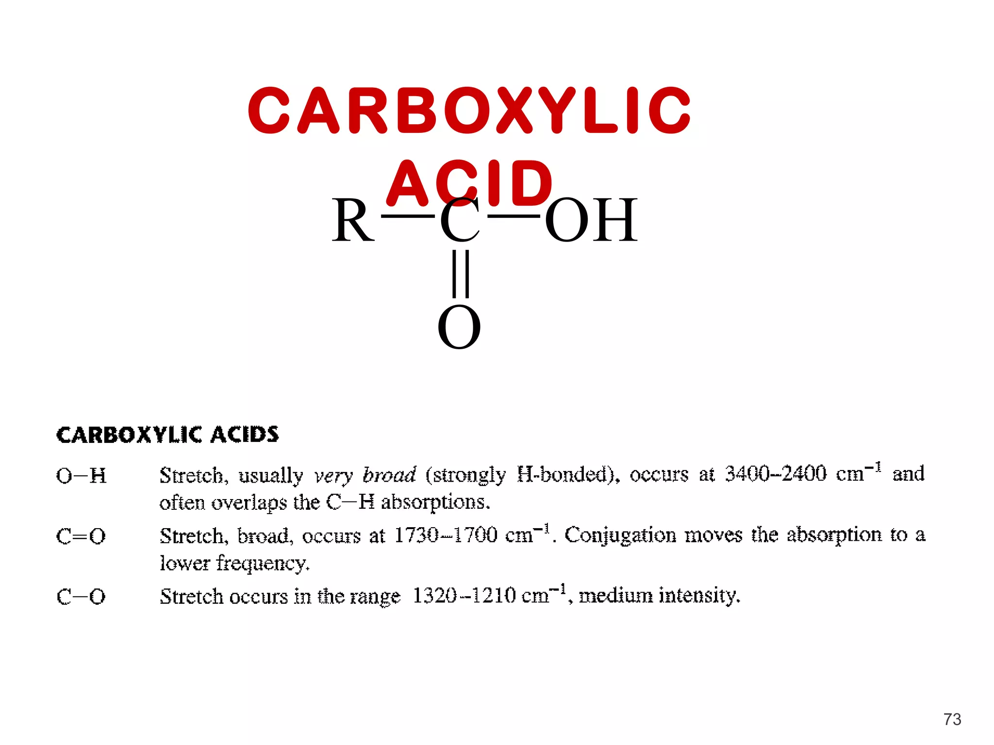 CARBOXYLIC
   ACID
 R   C OH
     O




             73
 
