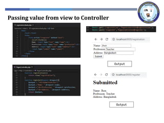 Passing value from view to Controller
Output
Output
 