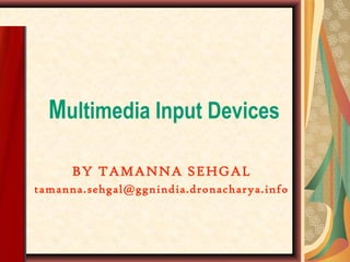 Multimedia Input Devices
BY TAMANNA SEHGAL
tamanna.sehgal@ggnindia.dronacharya.info
 
