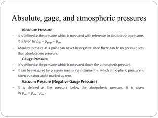 Absolute, gage, and atmospheric pressures
 