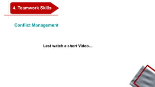 4. Teamwork Skills
Conflict Management
Lest watch a short Video…
 