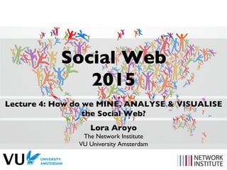 Social Web
2015
Lecture 4: How do we MINE, ANALYSE  VISUALISE
the Social Web?
Anca Dumitrache  Lora Aroyo
The Network Institute
VU University Amsterdam
 