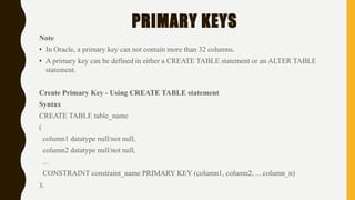 Lecture 4 sql {basics keys and constraints} | PPTX