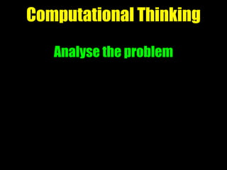 Computational Thinking
Analyse the problem
 