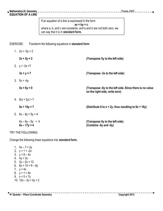 LECTURE-EQUATION OF A LINE | PDF
