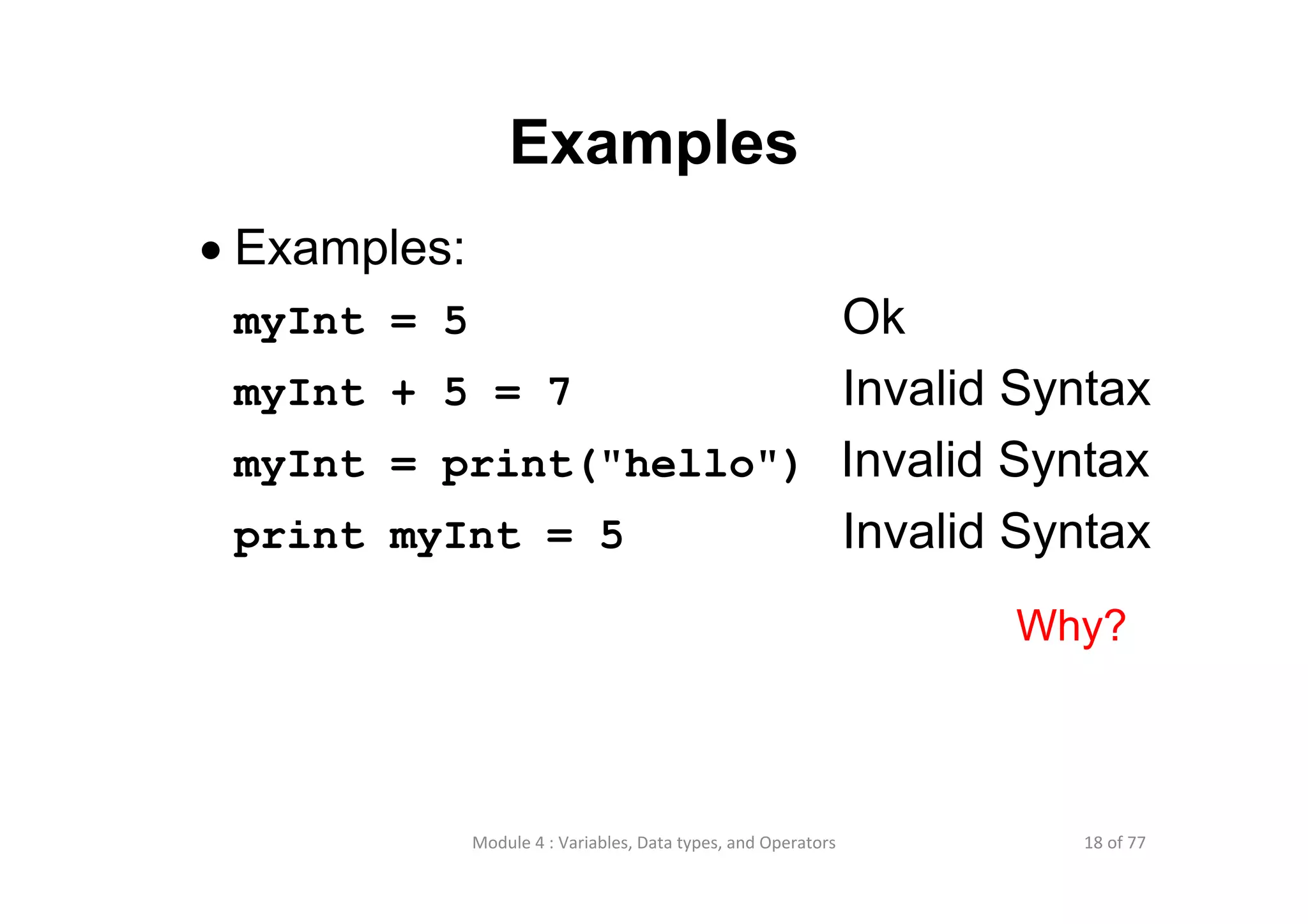 Lecture 4 variables data types and operators | PPT
