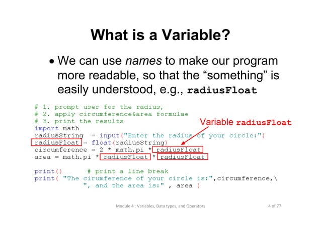Lecture 4 variables data types and operators | PPT