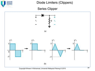 Diode Limiters (Clippers)
                        Series Clipper




Copyright Ikhwan H Muhamad, Universiti Malaysia Pahang © 2010   34
 