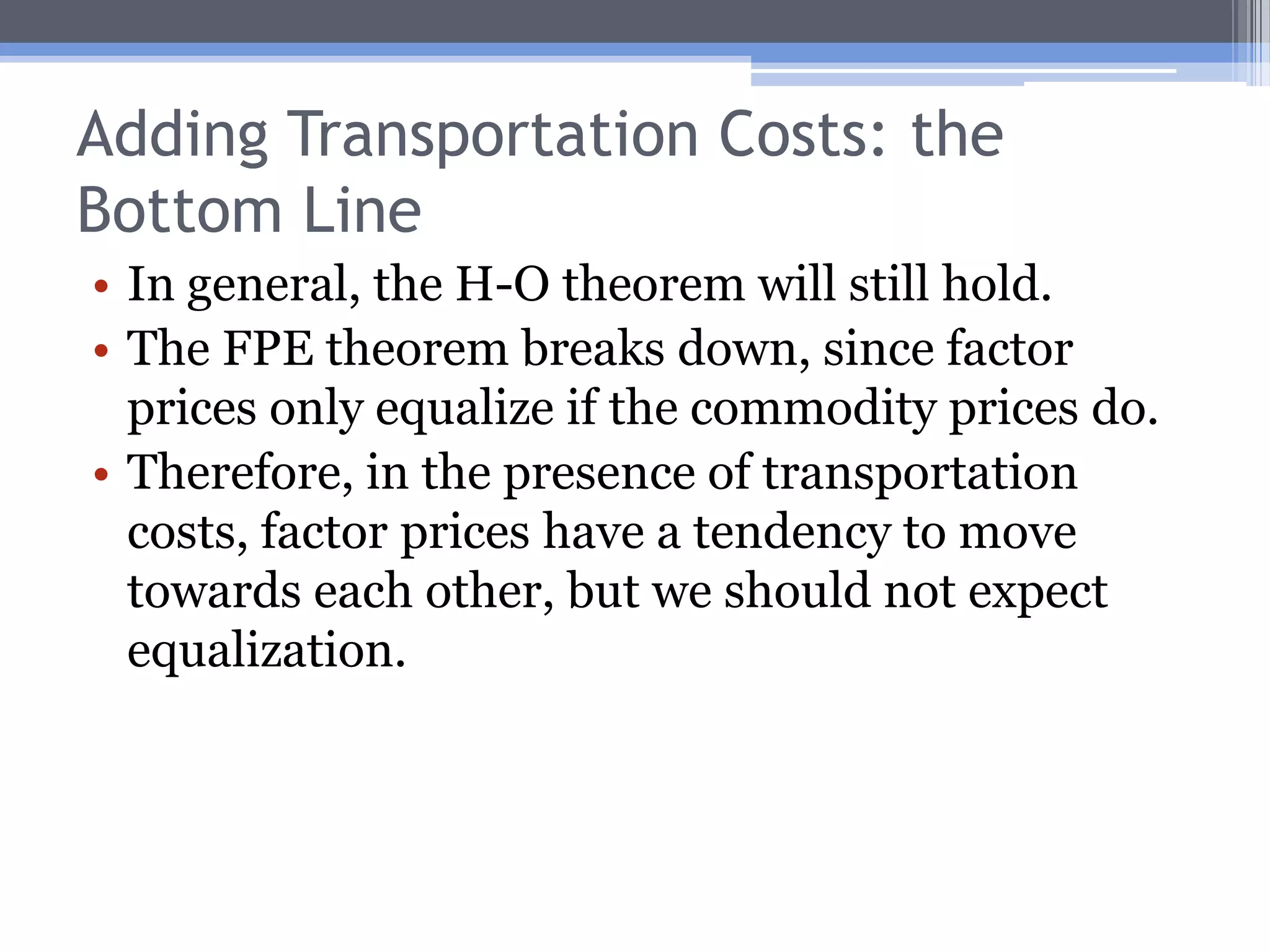 Adding Transportation CostsUnless Mexico is the only seller in the world, transportation costs will be borne by both the consumer (the U.S.) and the seller (Mexico).How does this look on the graph?