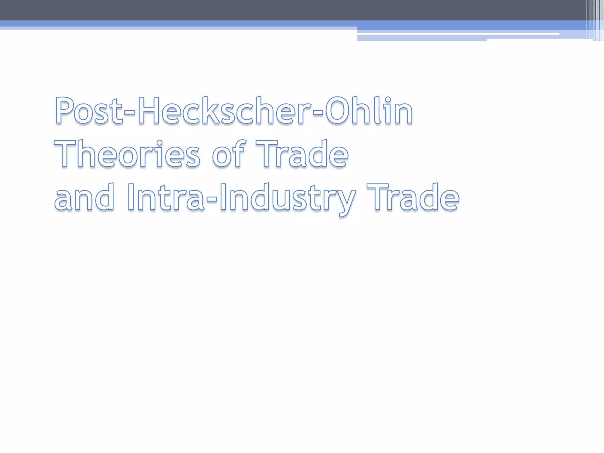 Adding Transportation Costs: the Bottom LineIn general, the H-O theorem will still hold.The FPE theorem breaks down, since factor prices only equalize if the commodity prices do.Therefore, in the presence of transportation costs, factor prices have a tendency to move towards each other, but we should not expect equalization.
