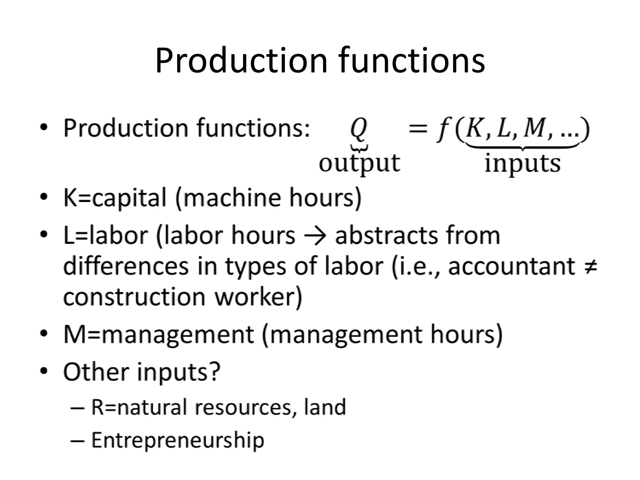 Production functions
 