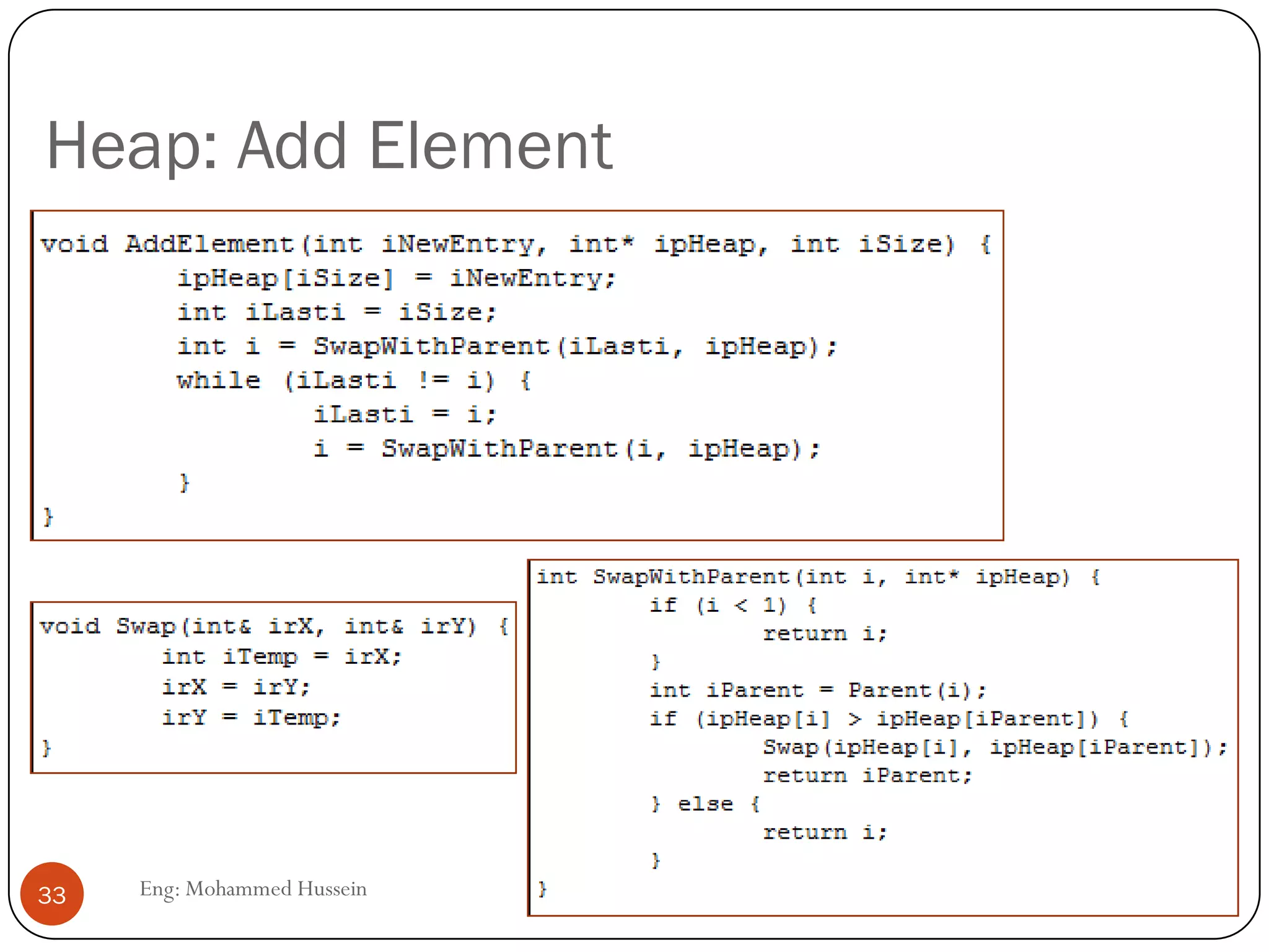 Heap: Add Element
33 Eng: Mohammed Hussein
 