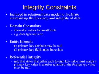 Logical database design and the relational model(database) | PPTX