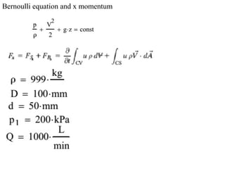 Bernoulli equation and x momentum
 