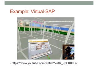 Example: Virtual-SAP
• https://www.youtube.com/watch?v=Xz_J0EK8LLs
 