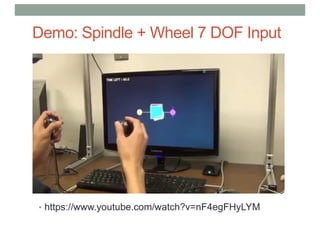 Demo: Spindle + Wheel 7 DOF Input
• https://www.youtube.com/watch?v=nF4egFHyLYM
 