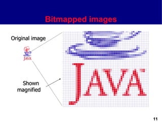 Bitmapped images

Original image




   Shown
  magnified




                                 11
 