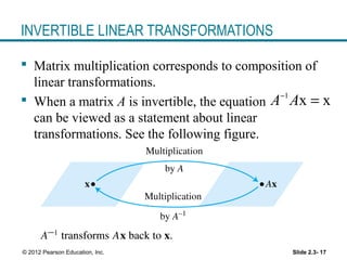 Transformation Matrix Inverse Lecture 5 inverse of matrices - section 2-2 and 2-3 | PPT