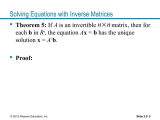 Lecture 5 inverse of matrices - section 2-2 and 2-3 | PPT