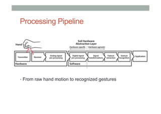 Processing Pipeline
•  From raw hand motion to recognized gestures
 