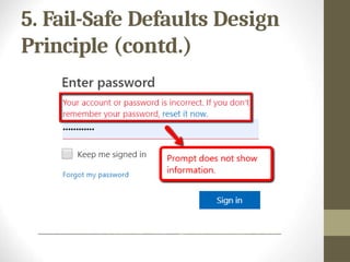 5. Fail-Safe Defaults Design
Principle (contd.)
 