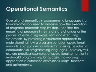 Operational Programming Comprehensive Exploration of Semantics in Programming Languages ...