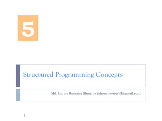 Structured Programming Concepts
Md. Imran Hossain Showrov (showrovsworld@gmail.com)
5
1
 