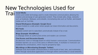New Technologies Used for
Training
 