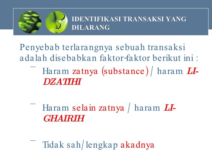 transaksi yang dilarang dlm syariah islam transaksi yang dilarang dlm syariah islam