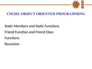 Object Oriented Programming in C++ lecture 5 | PPTX