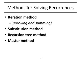 Iteration Method Recurrence Lecture 5 6_7 - divide and conquer and method of solving recurrences | PDF