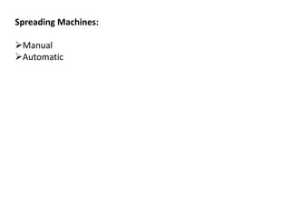 Spreading Machines:
Manual
Automatic
 