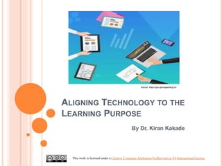 ALIGNING TECHNOLOGY TO THE
LEARNING PURPOSE
By Dr. Kiran Kakade
This work is licensed under a Creative Commons Attribution-NoDerivatives 4.0 International License.
Source: https://goo.gl/images/4cgCre
 