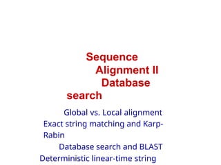 Advanced Sequence Alignment and String Matching Algorithms in ...
