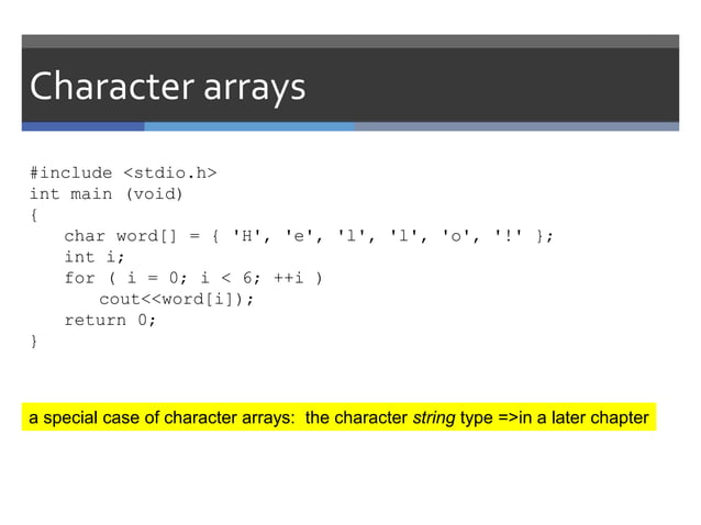 Lecture 5Arrays on c++ for Beginner.pptx | Programming Languages ...