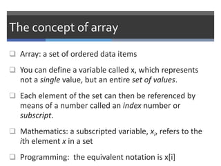 Lecture 5Arrays on c++ for Beginner.pptx | Programming Languages ...
