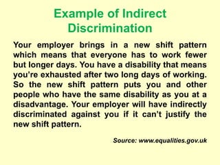 Indiscriminate Example Lecture 5 equality and diversity the equality act 2010 | PPTX