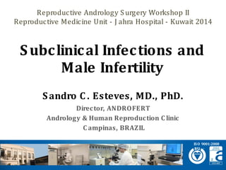 Sandro C. Esteves, MD., PhD. 
Director, ANDROFERT 
Andrology& Human Reproduction Clinic 
Campinas, BRAZIL 
Subclinical Infections and Male Infertility 
ISO 9001:2008 
Reproductive Andrology Surgery Workshop II 
Reproductive Medicine Unit -JahraHospital -Kuwait 2014  