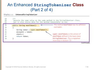 An Enhanced StringTokenizer Class
(Part 2 of 4)
7-46Copyright © 2010 Pearson Addison-Wesley. All rights reserved.
 